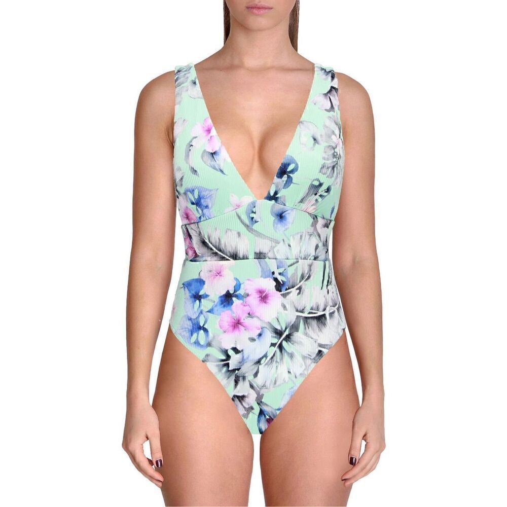 Tinibikini Womens Floral Padded One-Piece Swimsuit
